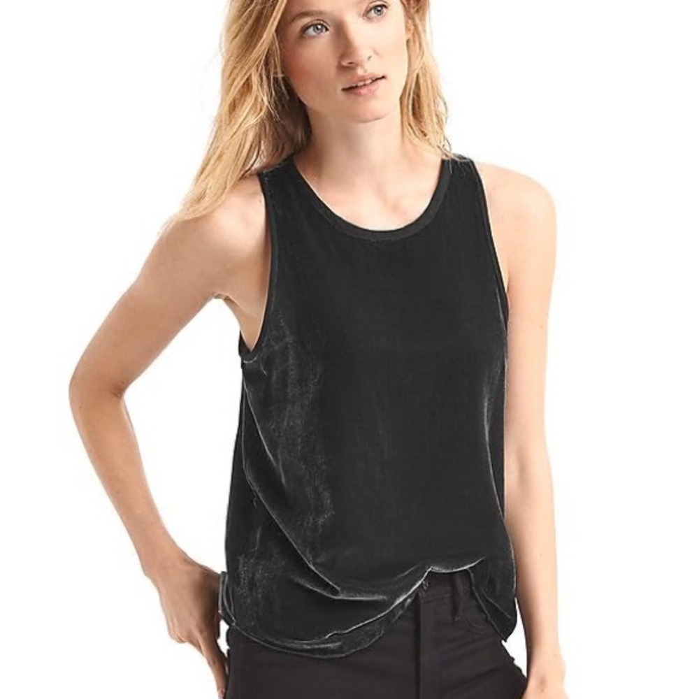 GAP Black Velvet Sleeveless Tank Top